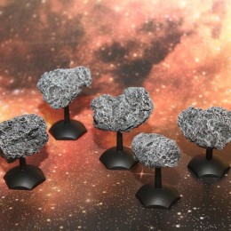 Grey Asteriods on Black Base